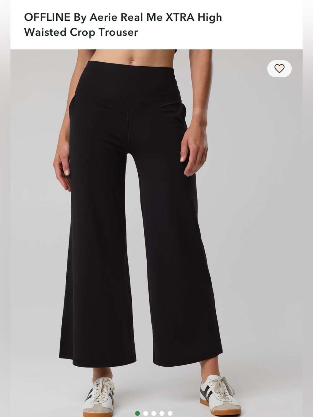 Aerie, Black High-Rise Wide-Leg Crop Pants